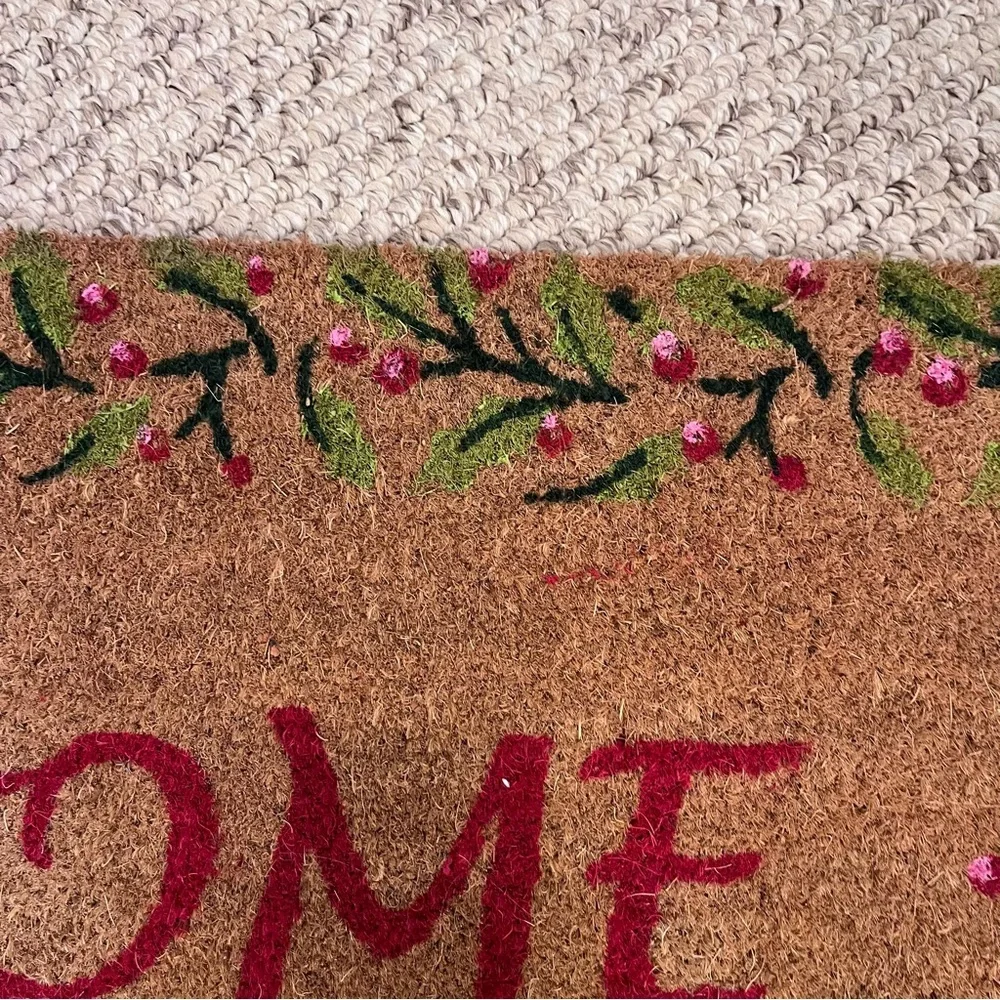 Holiday Time 18x30 Coir Doormat Winter Greenery & Red Berries NEW